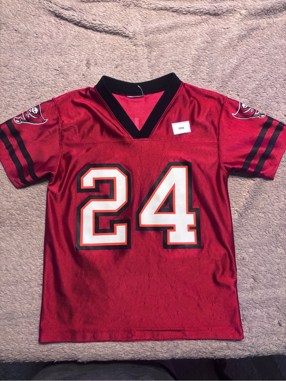 Kids' Red Football Jersey Top with Number 24